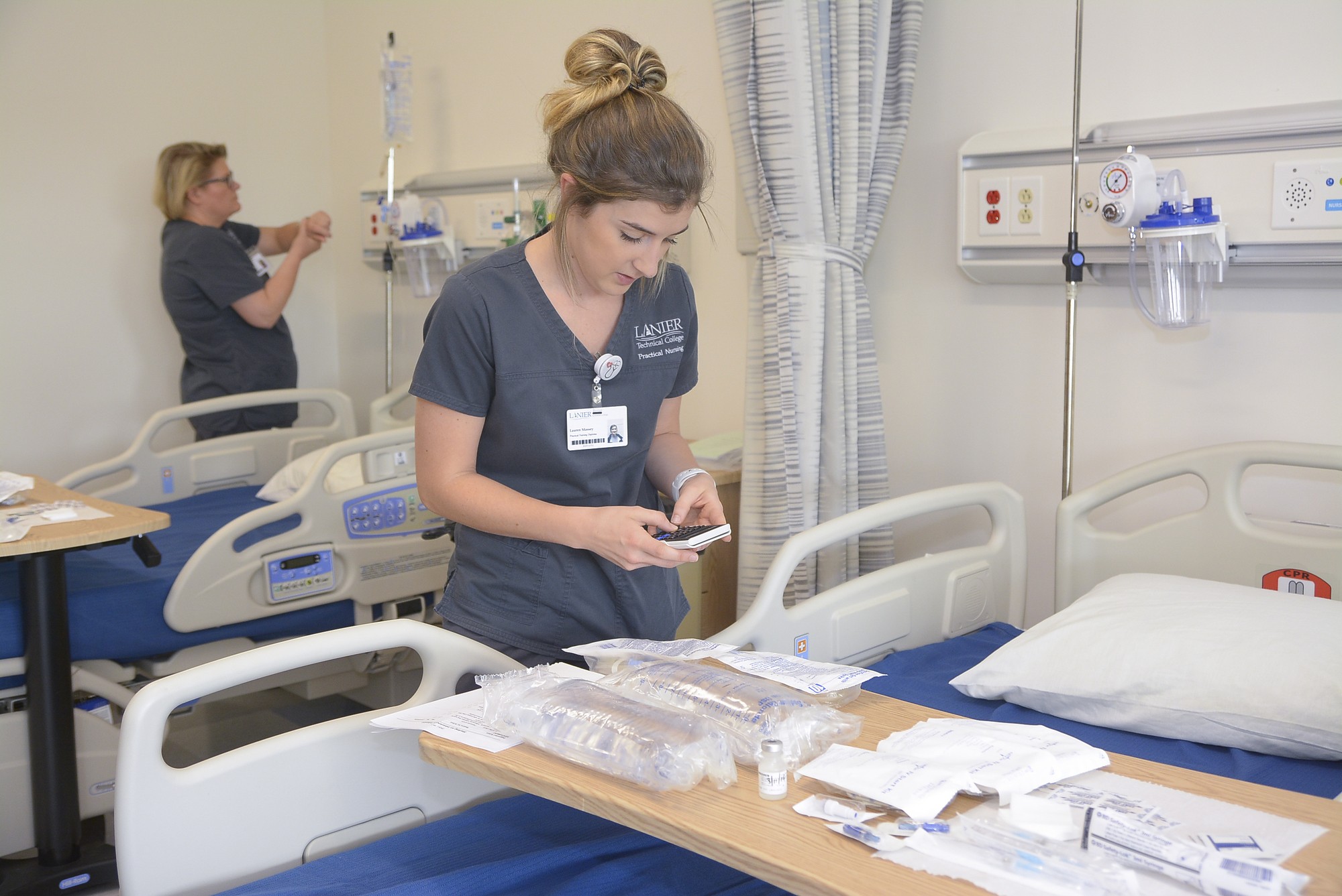 Radiologic Technology students using equipment