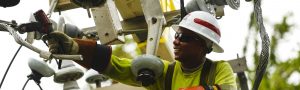 Electrical lineman at work