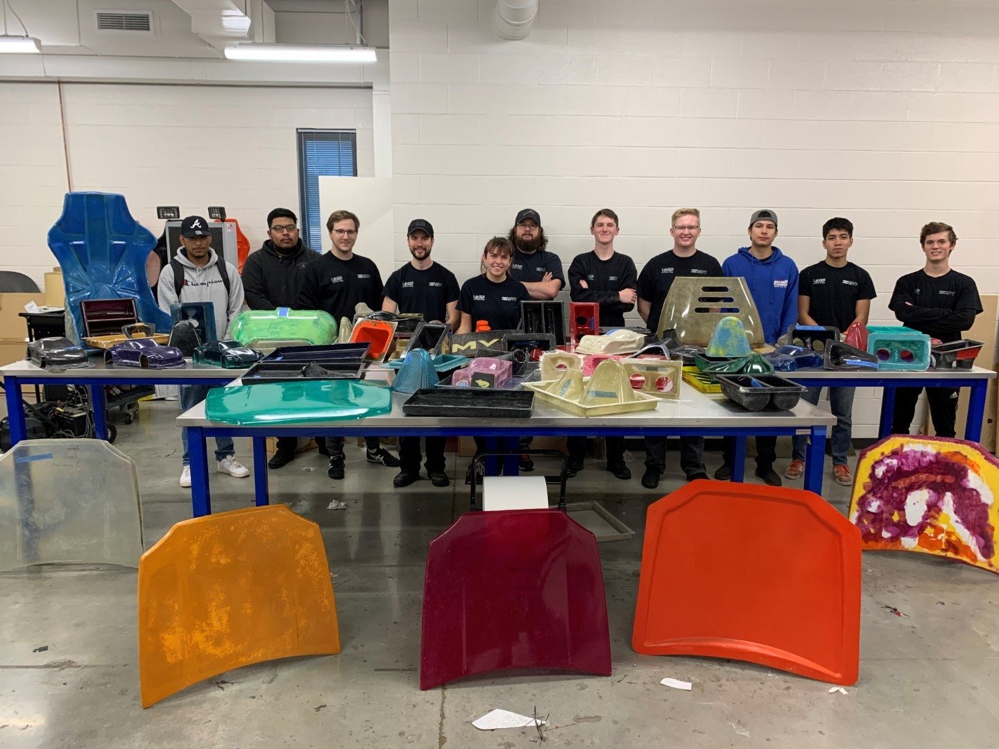 Motorsports Vehicle Technology Program students in Composites class