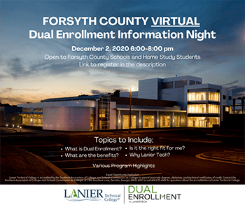 Virtual Dual Enrollment Informational Night for students attending Forsyth County schools or home study programs