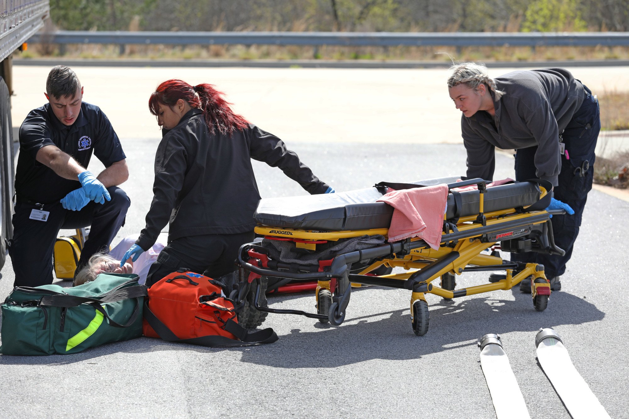 EMS Education - Paramedicine Students during simulated emergency training