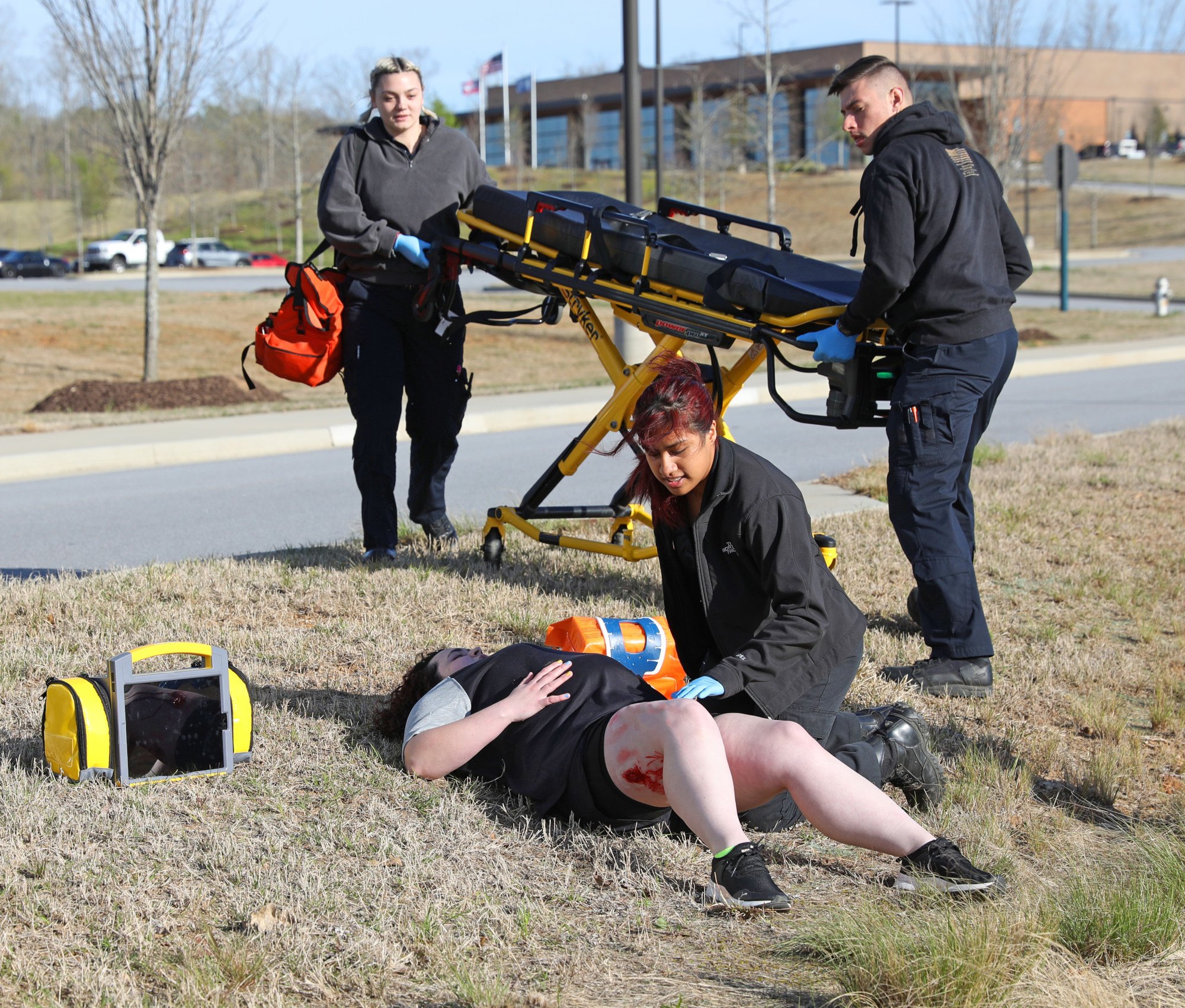 EMS Education - Paramedicine Students during simulated emergency training