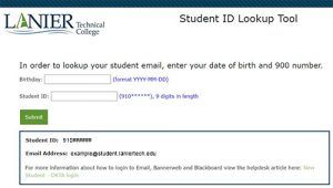 Screenshot of Student Account Lookup Tool