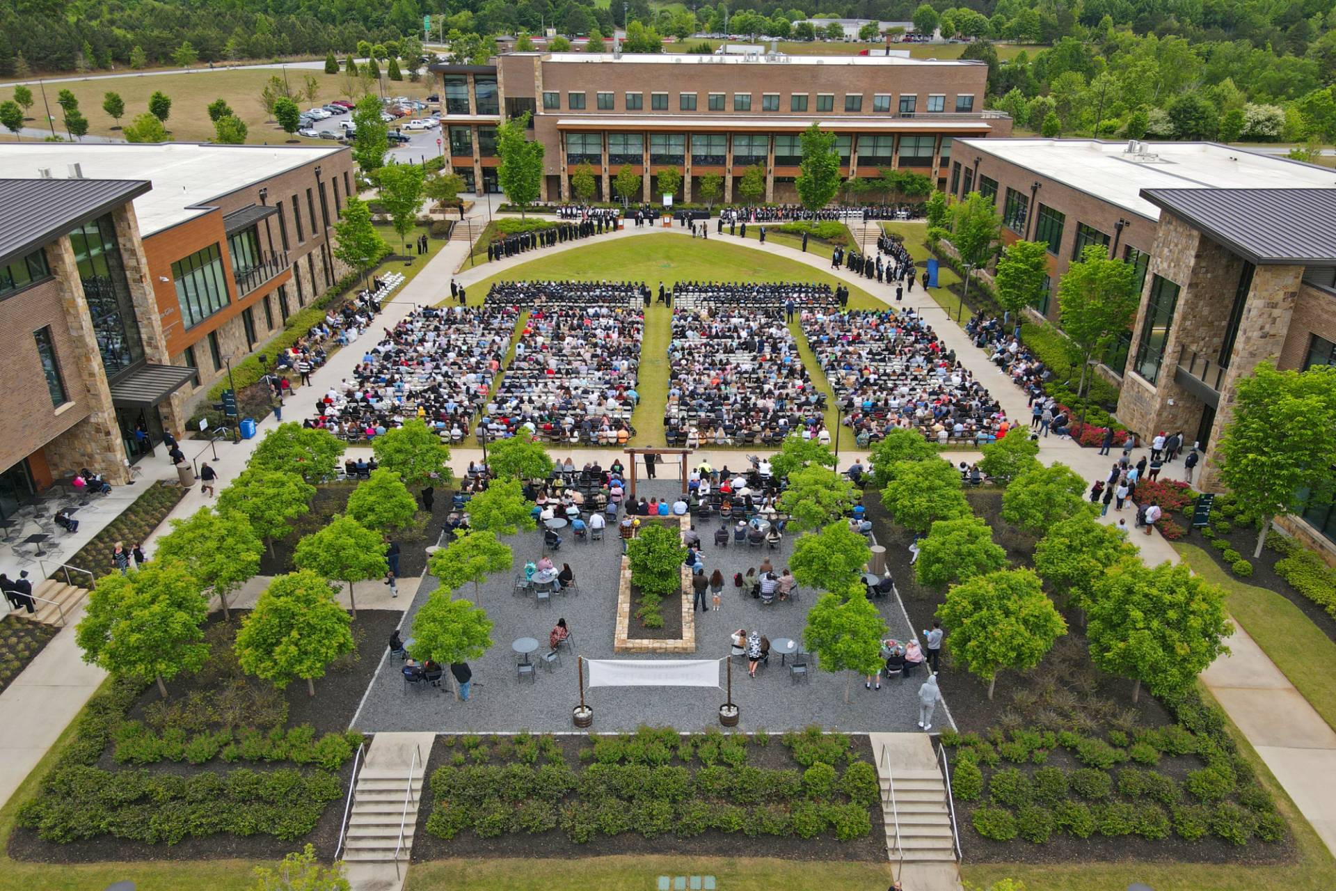 Aerial view of commencement